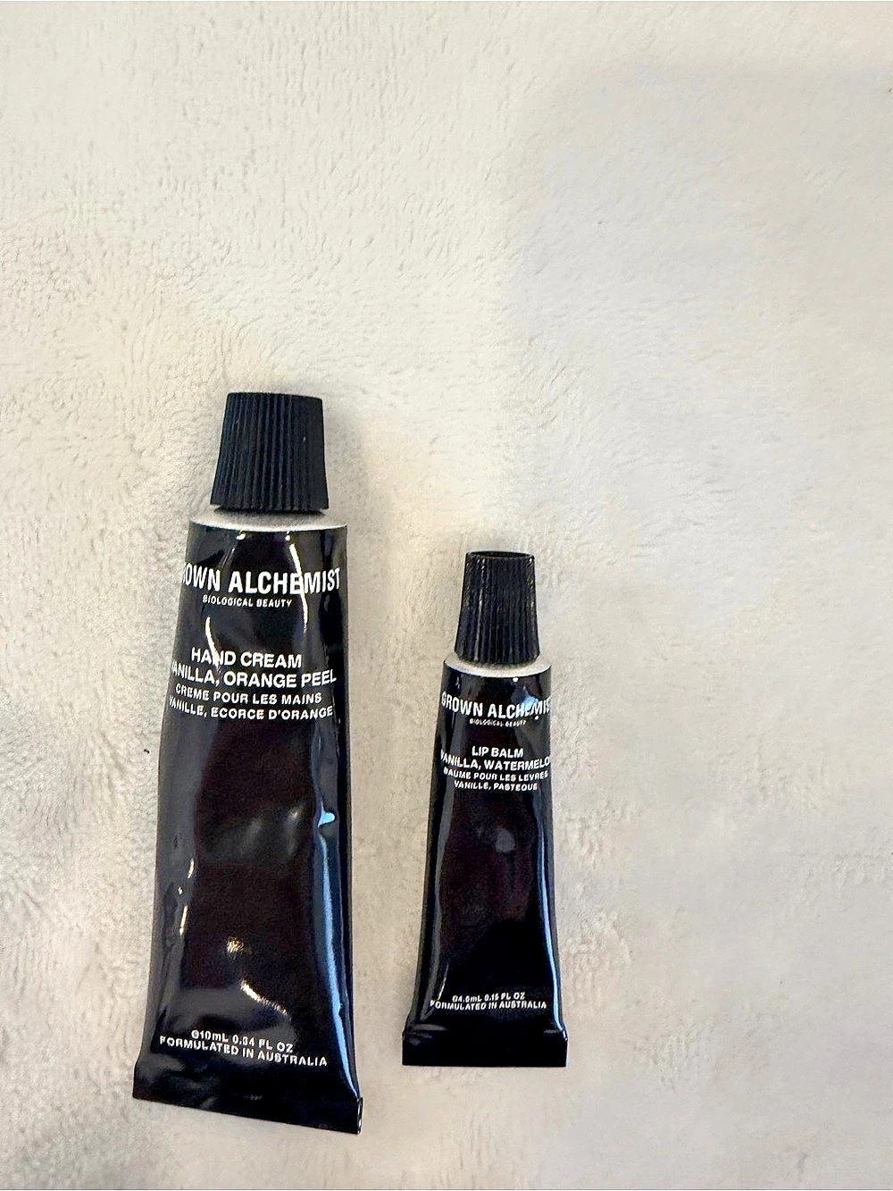 Grown Alchemist Hand Cream and Lip Balm Travel Kit Black